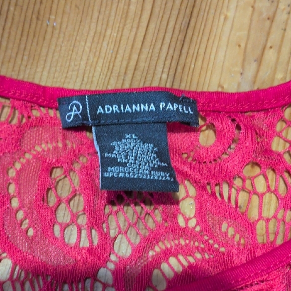 Adrianna Papell Red Lace Sleeveless Blouse - Picture 2 of 4